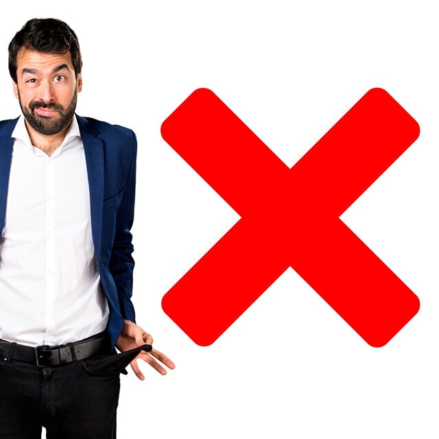 A man of middle age with empty pockets symbolizes moving expenses that you can not deduct on your income taxes.